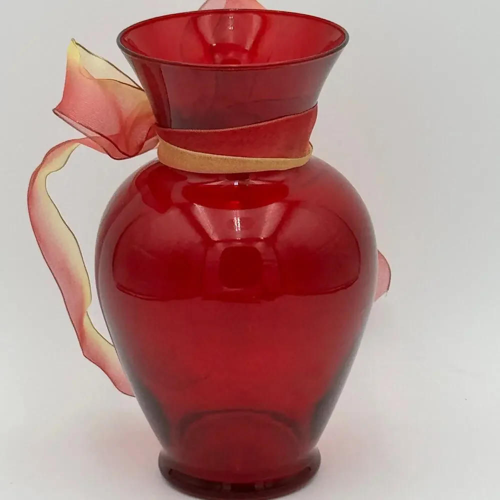 Vintage Ruby Red Vase 9 Inch by Anchor Hocking